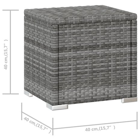 Ligbed met kussen en theetafel poly rattan grijs