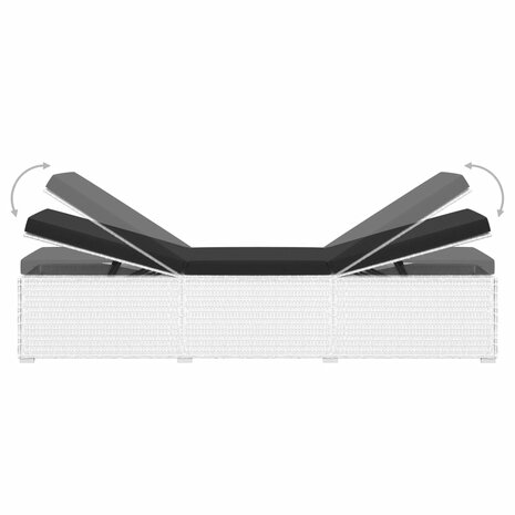 Ligbed met kussen en theetafel poly rattan wit