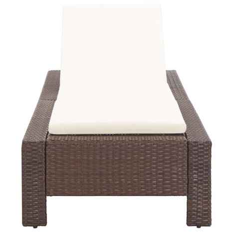 Ligbed met kussen poly rattan bruin