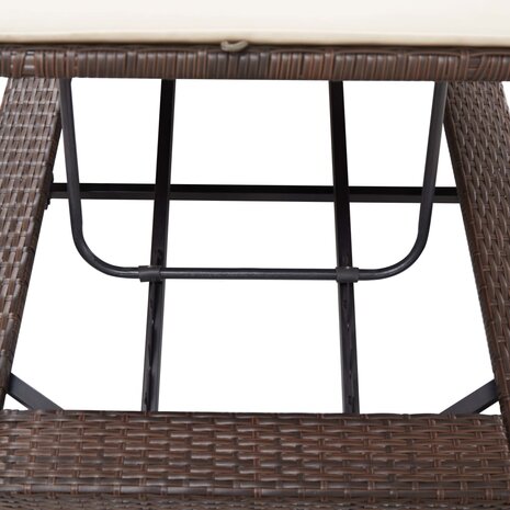 Ligbed met kussen poly rattan bruin