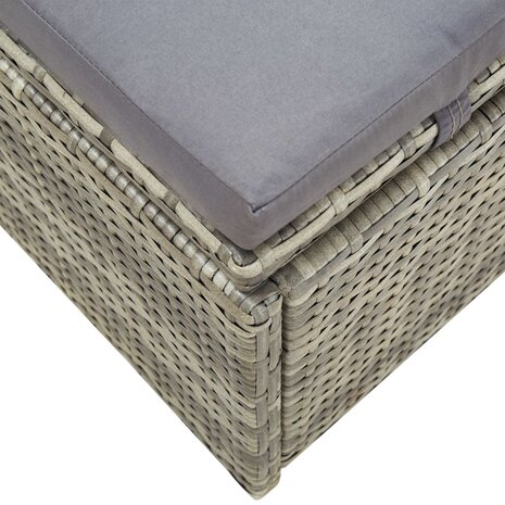 Ligbed met kussen poly rattan grijs