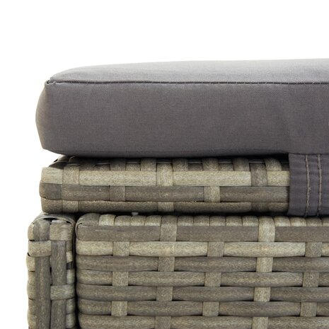Ligbed met kussen poly rattan grijs