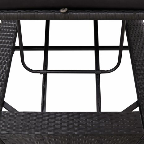 Ligbed met kussen poly rattan zwart