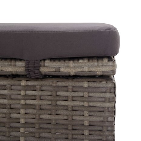 Ligbed met luifel en kussen poly rattan grijs