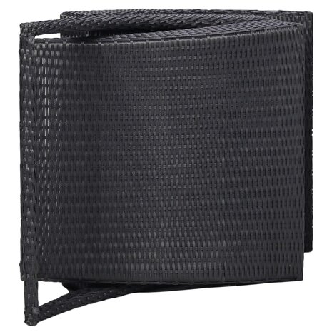 Ligbed met kussen poly rattan zwart