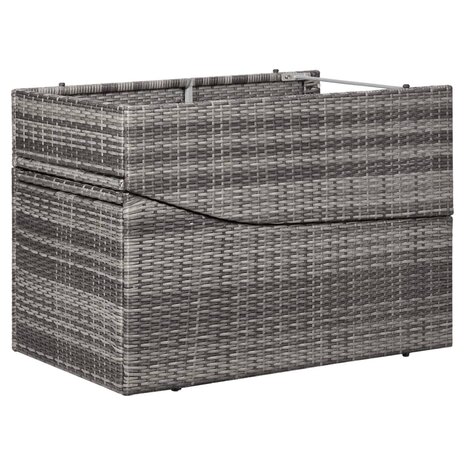Ligbed met kussen poly rattan grijs