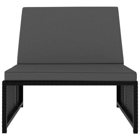 Ligbedden 2 st met tafel poly rattan zwart