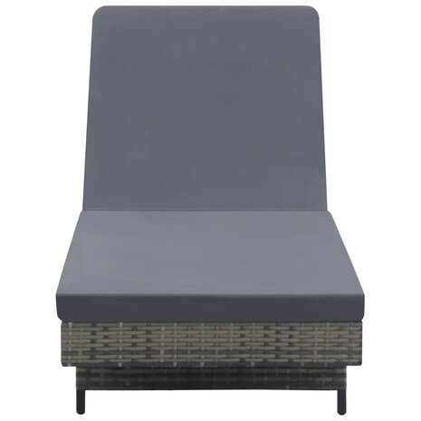 Ligbed met wielen en kussen poly rattan antraciet