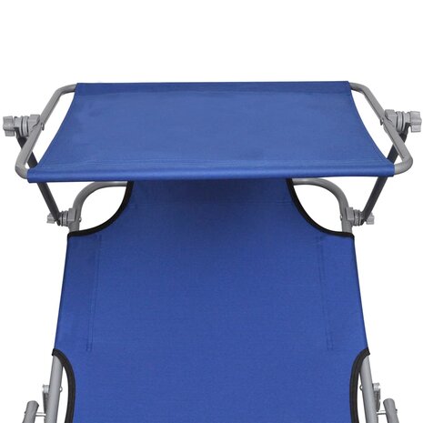 Ligbed inklapbaar met luifel aluminium blauw