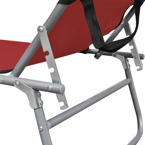 Ligbed inklapbaar met luifel aluminium rood