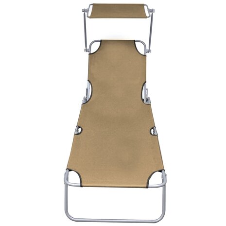Ligbed inklapbaar met luifel aluminium taupe