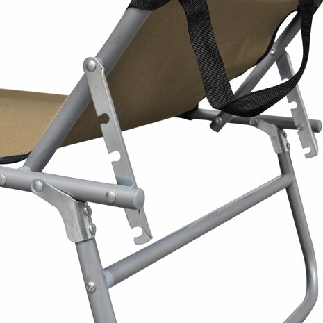 Ligbed inklapbaar met luifel aluminium taupe