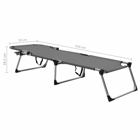 Ligbed extra hoog inklapbaar senior aluminium grijs