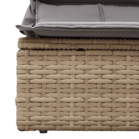 Ligbed 2-persoons met luifel en kussens poly rattan beige