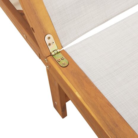 Ligbed met tafel massief acaciahout en textileen grijs