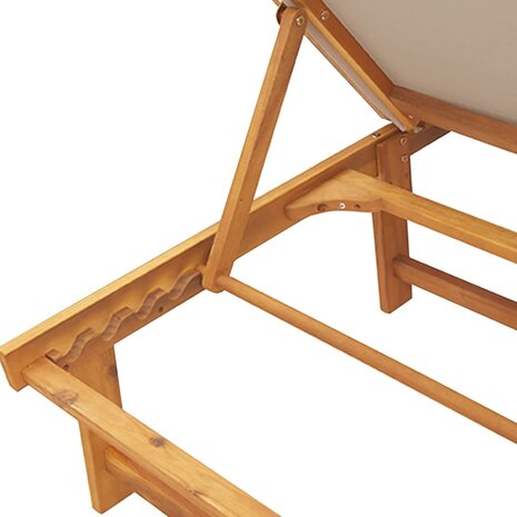 Ligbedden 2 st met tafel massief acaciahout en textileen taupe