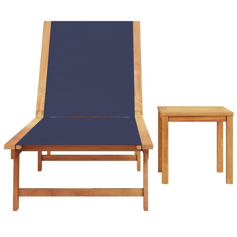Ligbed met tafel massief acaciahout en textileen blauw