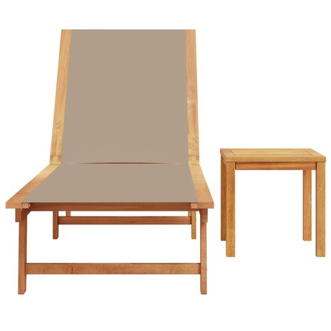 Ligbed met tafel massief acaciahout en textileen taupe