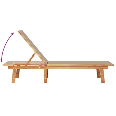Ligbed met tafel massief acaciahout en textileen taupe