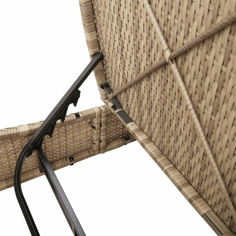 Ligbed 2-persoons met kussens poly rattan beige