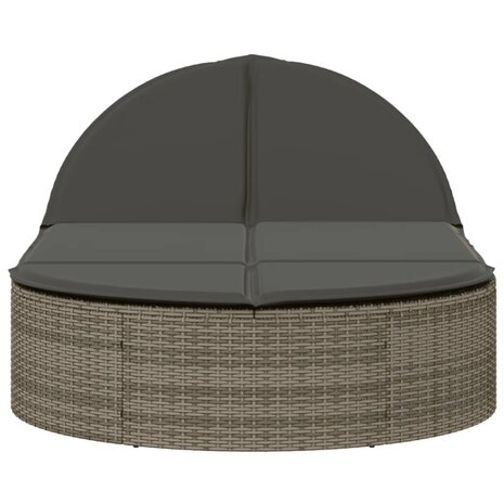 Ligbed 2-persoons met kussens poly rattan grijs