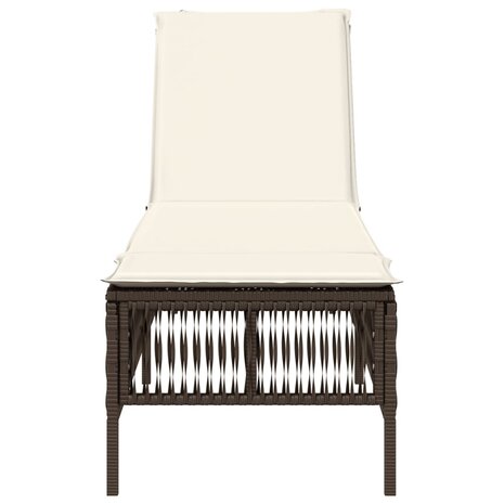 Ligbed met kussen poly rattan bruin