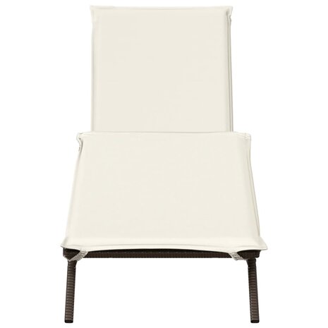 Ligbed met kussen poly rattan bruin