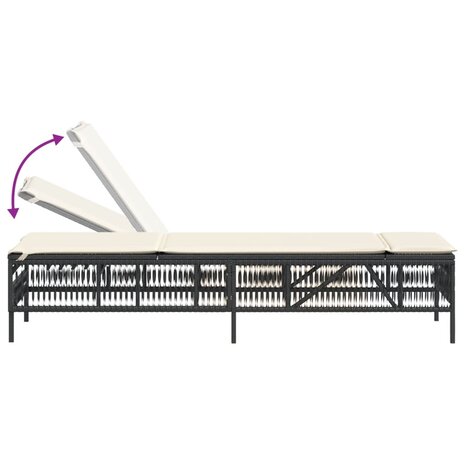Ligbedden 2 st met tafel poly rattan zwart