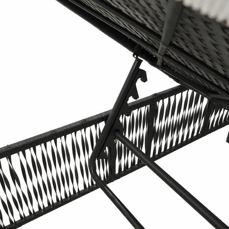 Ligbedden 2 st met tafel poly rattan zwart
