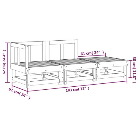3-delige Loungeset massief grenenhout