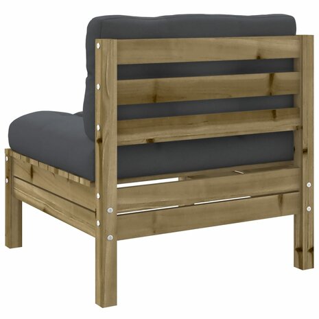 Tuinbanken 2 st zonder armleuningen met kussens hout