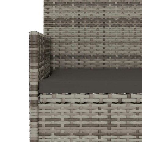 Tuinbank 3-zits met kussens poly rattan grijs