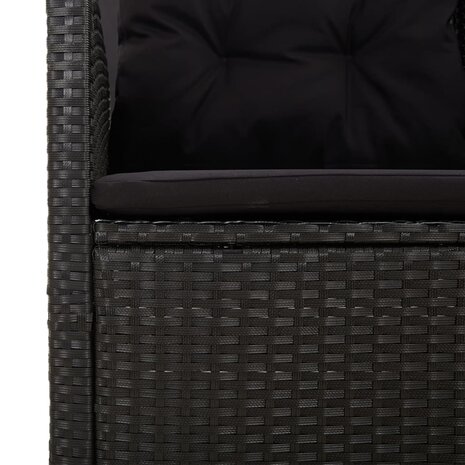 Tuinbank verstelbaar met kussens 173 cm poly rattan zwart