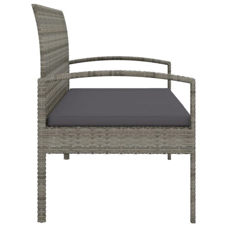 Tuinbank met kussen 105 cm poly rattan grijs
