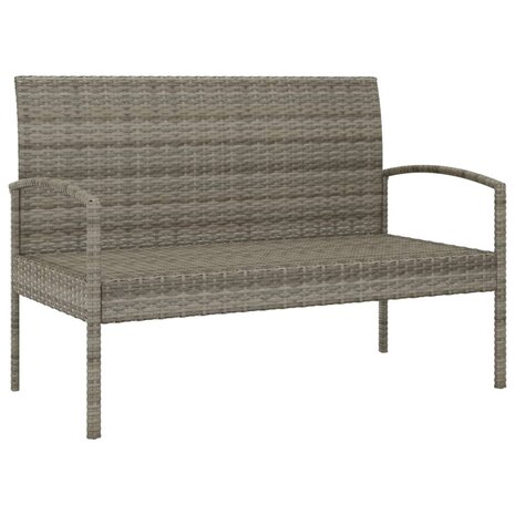 Tuinbank met kussen 105 cm poly rattan grijs