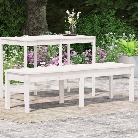 Tuinbank 2-zits 159,5x44x45 cm massief grenenhout wit