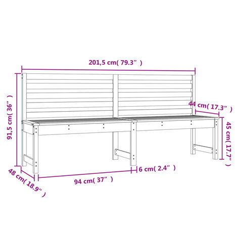 Tuinbank 201,5 cm massief grenenhout wit