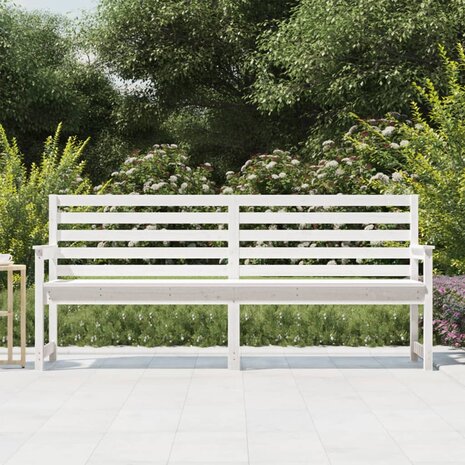 Tuinbank 203,5x48x91,5 cm massief grenenhout wit