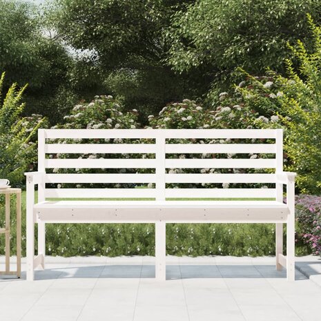 Tuinbank 159,5x48x91,5 cm massief grenenhout wit