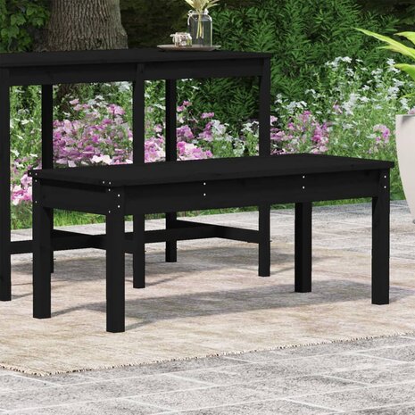 Tuinbank 109x44x45 cm massief grenenhout zwart