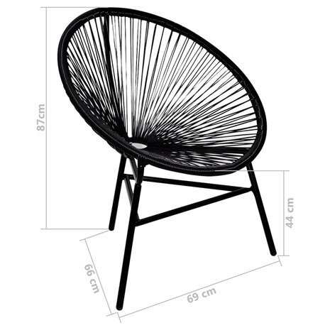 Tuinmaanstoel poly rattan zwart