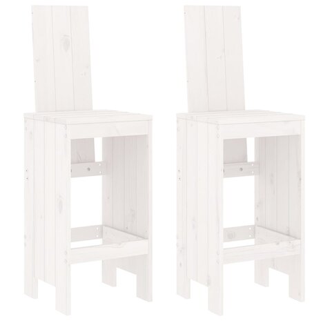Barkrukken 2 st 40x42x120 cm massief grenenhout wit