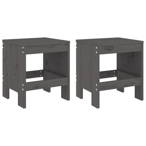 Tuinkrukken 2 st 40x36x45 cm massief grenenhout grijs