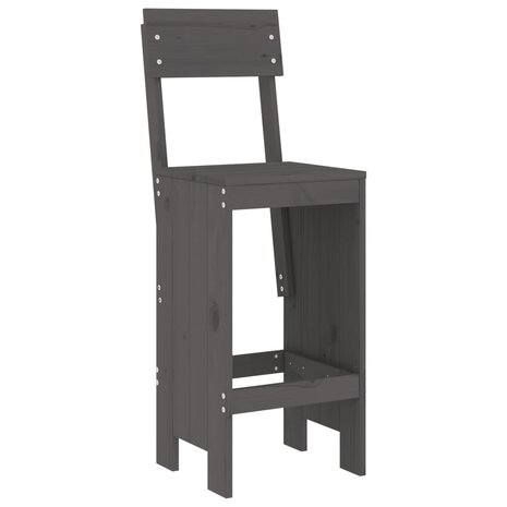 Barkrukken 2 st 40x48,5x115,5 cm massief grenenhout grijs