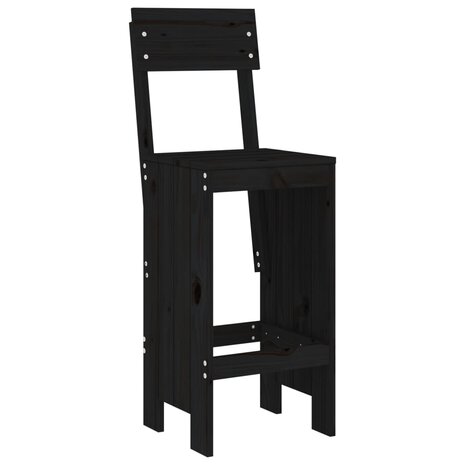 Barkrukken 2 st 40x48,5x115,5 cm massief grenenhout zwart