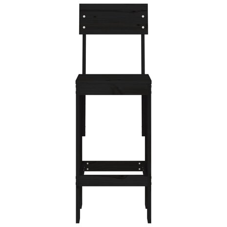 Barkrukken 2 st 40x48,5x115,5 cm massief grenenhout zwart