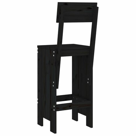 Barkrukken 2 st 40x48,5x115,5 cm massief grenenhout zwart
