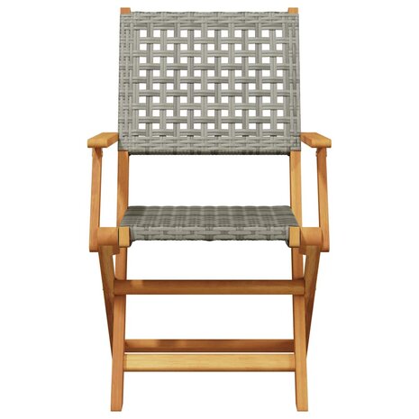 Tuinstoelen 8 st inklapbaar poly rattan en massief hout grijs