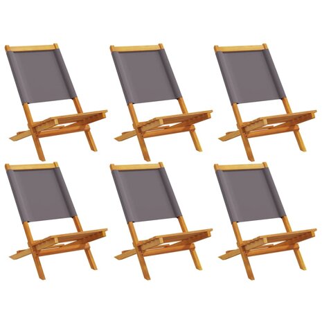 Tuinstoelen 6 st inklapbaar massief hout en stof antracietkleur