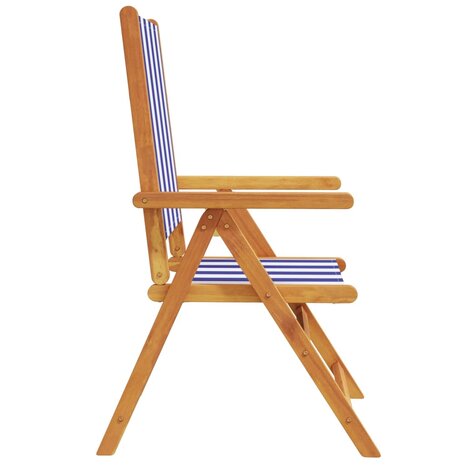 Tuinstoelen 8 st verstelbaar massief hout en stof blauw en wit